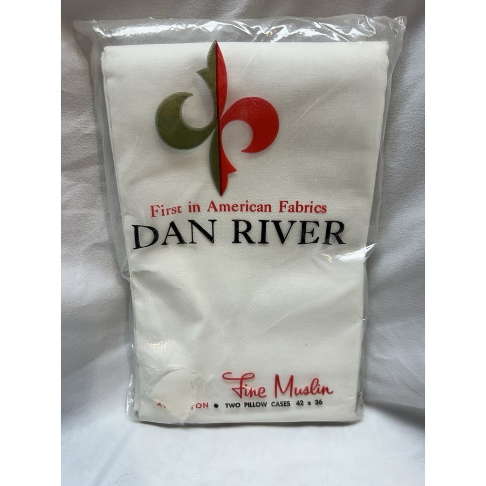 Vintage Dan River Fine Muslin White Pillow Cases 42x36 *NEW* All Cotton